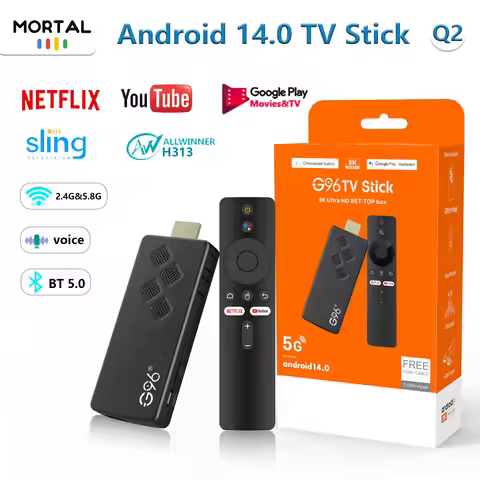 Android 14 5V/2A TV Stick Mortal Q2 Voice Remote Control 8K 4K Video BT5.0 Wifi6 Netflix YouTube Fas