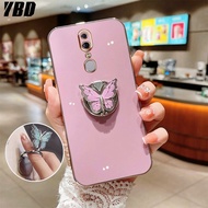 YBD เคส อ่อนสำหรับ OPPO F11 F11 Pro ใหม่เคสนิ่มแบบตั้งรูปผีเสื้อหมุนได้เคสมือถือชุบโลหะสวยงามกันกระแทก