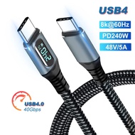 Thunderbolt 4 B 4.0 Data Cable Type C to Type C PD 240W Fast Charging 40Gbps 8K@60Hz Cable for MacB00k Laptop Cellone Wi