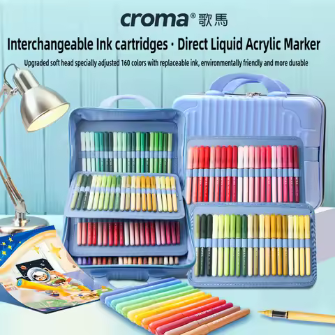 Croma 160/24 Color Replaceable Ink Refill Liquid Soft Tip Acrylic Marker Non Toxic Waterproof School