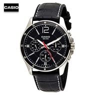 Velashop นาฬิกาผู้ชายคาสิโอ Casio สายหนังสีดำ Gent sport รุ่น MTP-1374L-1AVDF, MTP-1374L-1A, MTP-1374L
