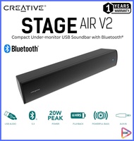 CREATIVE Stage Air V2 Compact Under-monitor USB Soundbar with Bluetooth® ลำโพงบูลทูธซาวด์บาร์พกพาได้ เสียงดีเบสแรงกำลัง 20 W ประกัน 1 ปี*