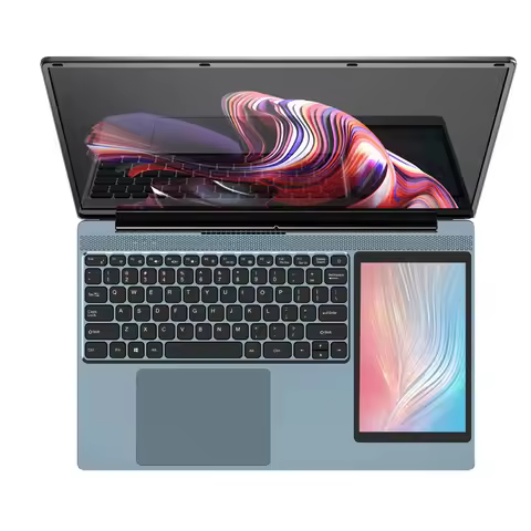 New Dual Screen Laptop 15.6 Inch IPS + 7'' Touch 12th Gen Intel N100 Max 32G DDR4 M.2 2T SSD Slim Of