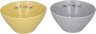 Lisa Larson LL90-79 Stroll Bowl, Pot, Plate, 5.1 inches (13 cm), Pair Set, Yellow/Gray, Made in Japa