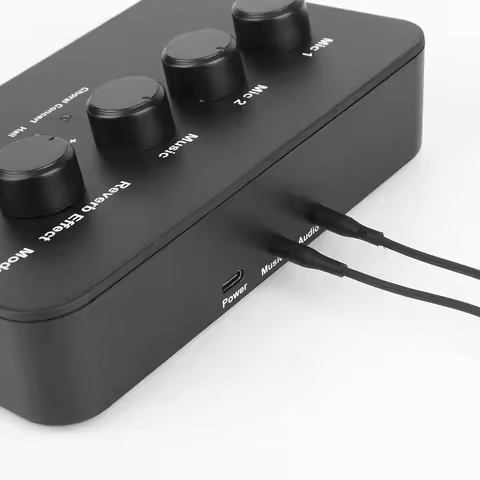 Portable Karaoke Microphone Mixer AUX IN/OUT Bluetooth Connection with 2Mic Inputs Digital Audio Mix