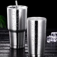Stainless steel tumbler 600ml 900ml hot and cold coffee cafe take-out with airtight lid and handle