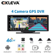 Ekleva 10.26 Inch Android 8.1 4G Dash Cam Cho hộp đen của xe 4 Máy Ảnh 360 ° toàn cảnh video Ghi Âm