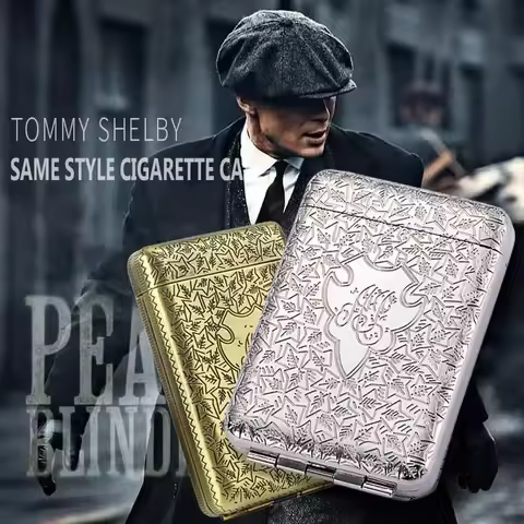 Vintage Cigarette Case Engraved Pattern Peaky Blinders Pressure-resistant Self-opening Cigarette Box