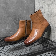 Large Size Western Style Cowboy Boots Knight Leather Boots Chelsea Boots