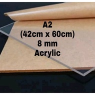 Acrylic akrilik Lembaran Ukuran A2 42cmx60cm Tebal 8mm