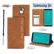 Case Samsung Galaxy J6 (2018) Flip Cover Wallet Sarung Hp Casing Dompet Flip Magnet