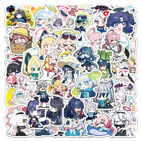 50Pcs Cute Blue Archive Sticker Cartoon Cute Waterproof Sticker Skateboarding Retro Home Decal Stick