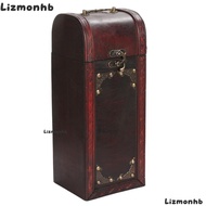 LIZMOLI Wine Box, Wooden 13.78 x 5.31 x 4.72in Wine Gift Box, Vintage Single Bottle Capacity Lid And