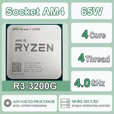 AMD Ryzen 3 3200G 4-Core 4-Thread 12NM 3.6Hz/4.0GHz L3=4MB 65W CPU Gaming Processor Socket AM4 DDR4 