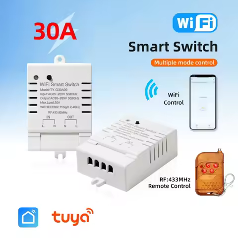 Tuya Smart Wifi Switch DIY Timer+Remote Wifi Wireless Controller 30A Power Monitor Kwh White For Ale