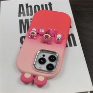 Suitable for IPhone 11 12 Pro Max X XR XS Max SE 7 Plus 8 Plus IPhone 13 Pro Max IPhone 14 15 Pro Max Pink Roseo Colour Phone Case Strawberry Bear Toys Accessories New Design