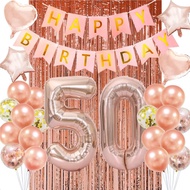 (SG SELLER) 50th Birthday Decorations, 50th Birthday Balloon, Rose Gold Birthday Decorations Set 50 