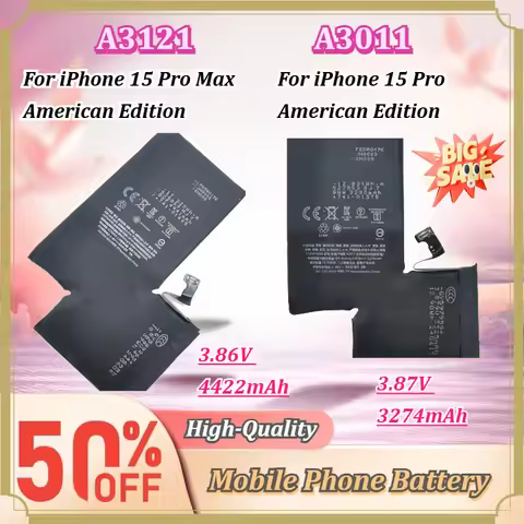 For iPhone 15 Pro Max /15 Pro American Edition A3121 A3011 3.86V 4422mAh 3.87V 3274mAh Rechargeable