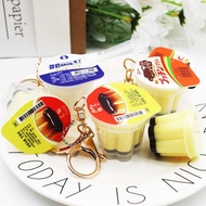 Japanese Pudding Keychain Miniature Candy Toy icash Yogurt Jelly Pinch Music Gift Pendant Accessorie