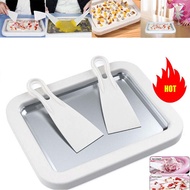 Instant Rolled Ice Cream Maker Pan Machine Frozen Yogurt Sorbet with 2 Spatulas