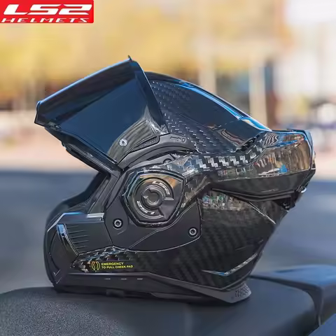 LS2 Original Motorcycle Helmet Capacete LS2 FF901 Advant X Carbon Fiber Flip Up Helmets Men Dual len