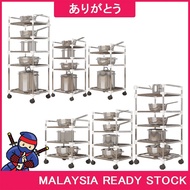 Arigatou 3/4/5 Layer Multipurpose Kitchen Storage Rack Kitchen Shelf Stainless Steel Trolley with Wh