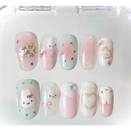 Miffy the rabbit hand-painted cute handmade nails