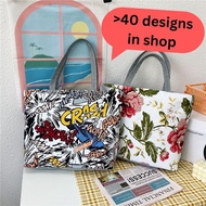 🇲🇾 canvas tote bag with zip large document file student casual beg tangan