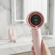 Simmo 5000mAh Mini Fan Portable Handheld Digital Display 100 Speed LED Ultra Wind Pink  simmo 5000mA