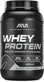 Amazing Muscle 100% Whey Protein Powder *Advanced Formula with Whey Protein Isolate as a Primary Ing