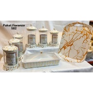 Set Toples &amp; Tempat Kue &amp; Nampan Marmer Putih Fiorenza