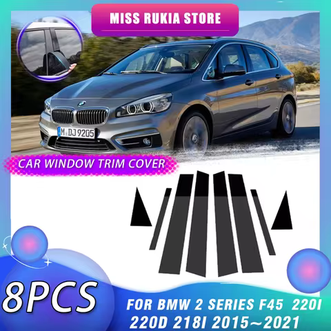 Car Window Trim Cover for BMW 2 Series F45 220i 218i 220d 2015~2021 Black Molding Pillar Posts Door 