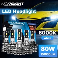 ไฟหน้ารถยนต์อัตโนมัติหลอดไ Novsight N38 ไฟหน้ารถ 80W H4 H11 H7 9006 9005 15000LM 6500K LED หลอดไฟหน้ารถ อุปกรณ์รถยนต์