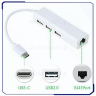 USB Type C Lan Adaptor with 3 Port USB Hub - SYZD-LAN100U2