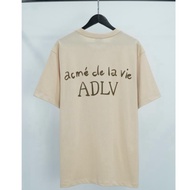 Adlv Short Sleeve T-Shirt Printed Cream Letter Pattern Unisex Men Women Cotton oversize Wide form