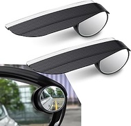 Tesnaao 2 PCS Car Rearview Mirror Rain Eyebrow Small Round Mirror, Carbon Fiber Rain Eyebrow Push-type Blind Spot Mirror Clear Vision Safety Tool, Water Repellent Accessories, for Cars (Black)