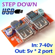 Step Down USB 2 Slot in 7-40v DC Charger Solar Panel Aki Motor Mobil