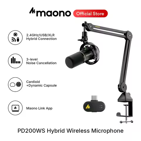 maono PD200WS Hybrid Wireless Microphone for Phone PC XLR/USB Dynamic Microphone for Podcasting Gami