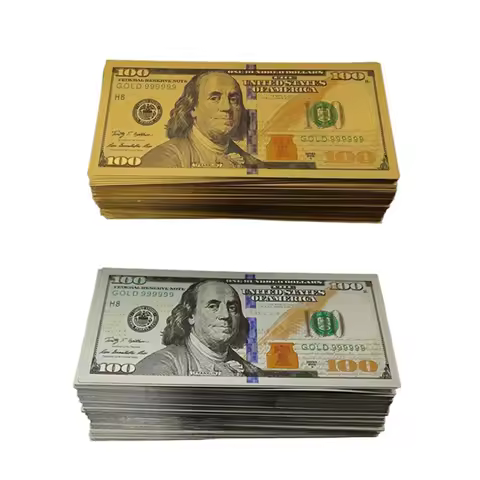 100pcs/lot USD 100 Dollar Banknote Gold Foil Bnaknote Dollar Bills Fake Money for Collection
