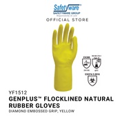 SAFETYWARE GenPlus YF1712 Flocklined Natural Rubber Gloves I General Use Glove I Home Kitchen Use I Hand Protetion
