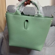 全新 Longchamp Le Roseau S 竹節扣 手提包 肩背方包 綠色