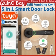 5-in-1 Tuya B7 Smart Door Lock Fingerprint Password RFID Card Kunci Pintu Pintar Digital App Control