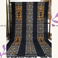 Kain tenun ikat blanket halusan motif asmat papua warna hitam coklat emas bahan baju batik copel pas