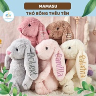 (Embroider Name And Gift) Rabbit Earrings Long Embroidery Name On Request Jellycat Soft Fur For Baby Lover Teddy Bear Gift