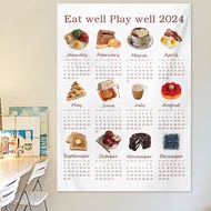 2024 Wall Calendar High-quality Cloth Wall Calendar 2024 Large Soft Washable Wall Hanging Tapestry Backdrop Decoration Cloth Southeast Asian New Year Gift