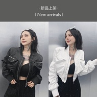 JMG SPACE Who Wears Fashionable Glossy Tooling Large Pocket Short Jacket [Large Style] 2 Colors