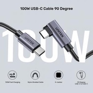 UNITEK - 0.5米 USB Type-C PD100W USB-C 快充線 90度轉角接頭連數據傳輸功能