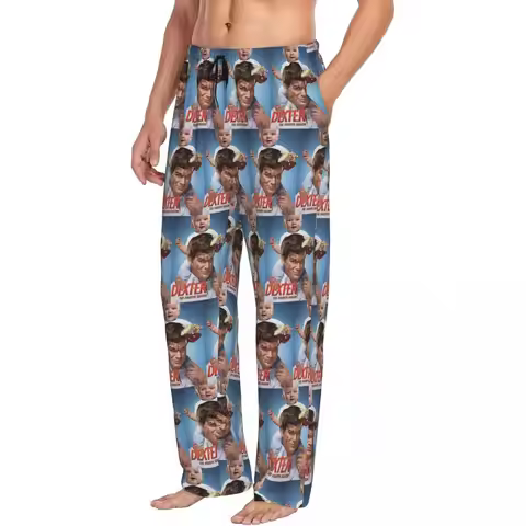 Custom Dexter Morgan Movies Men Pajama Pants Lounge Sleep Sleepwear Bottoms with Pockets