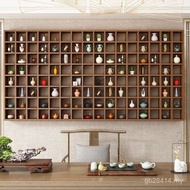 Shelf Solid Wood Wall-Mounted Multi-Grid Teacup Wall Multi-Grid Shelf Bogu Shelf Duobaoge Teapot Sto