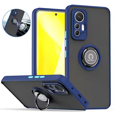 Matte Camera Shockproof Case For Xiaomi 12 Pro Lite 5G Armor Car Magnetic Ring Stand Phone Cover for